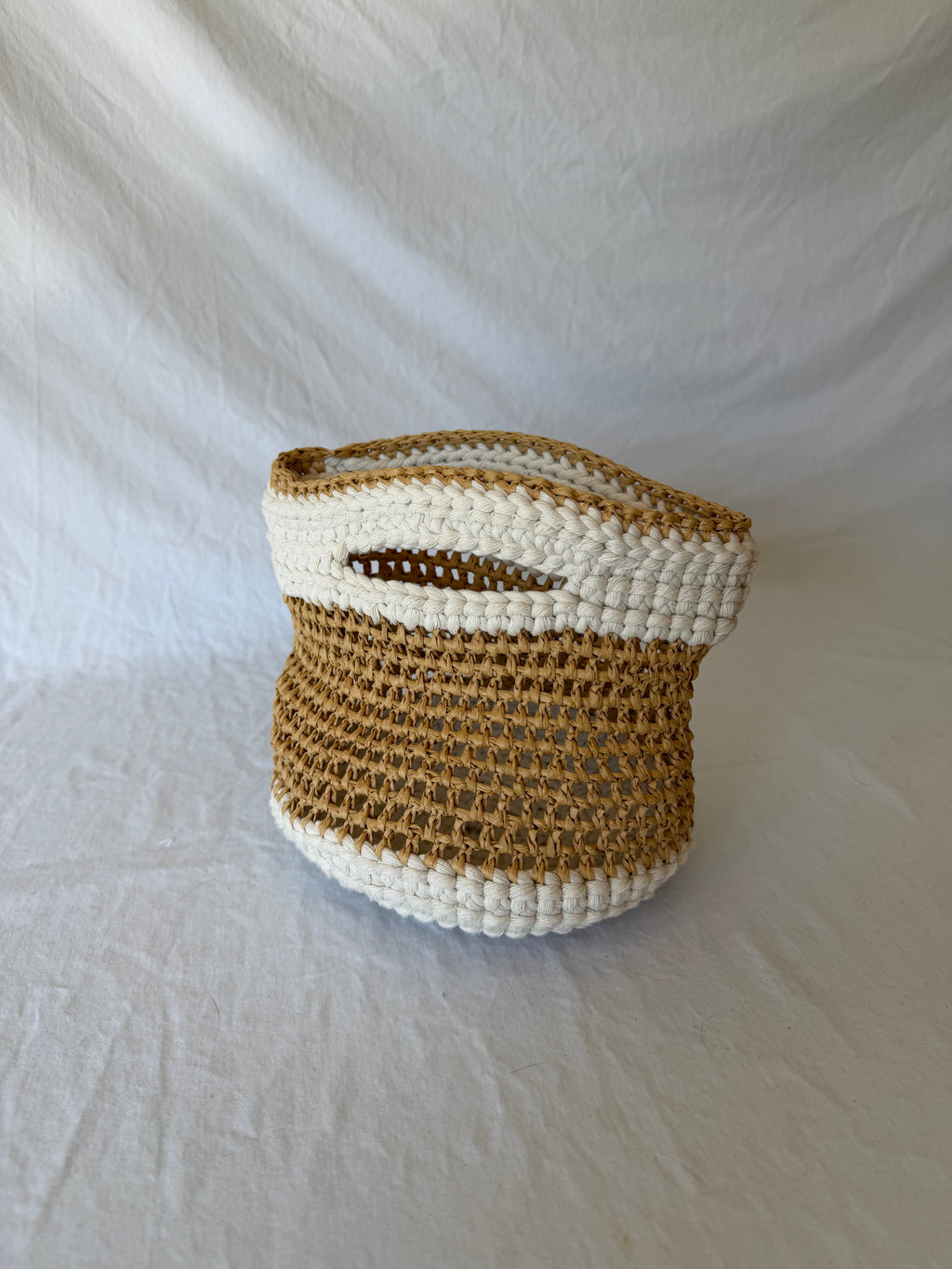 Raffia Bag in White Sand