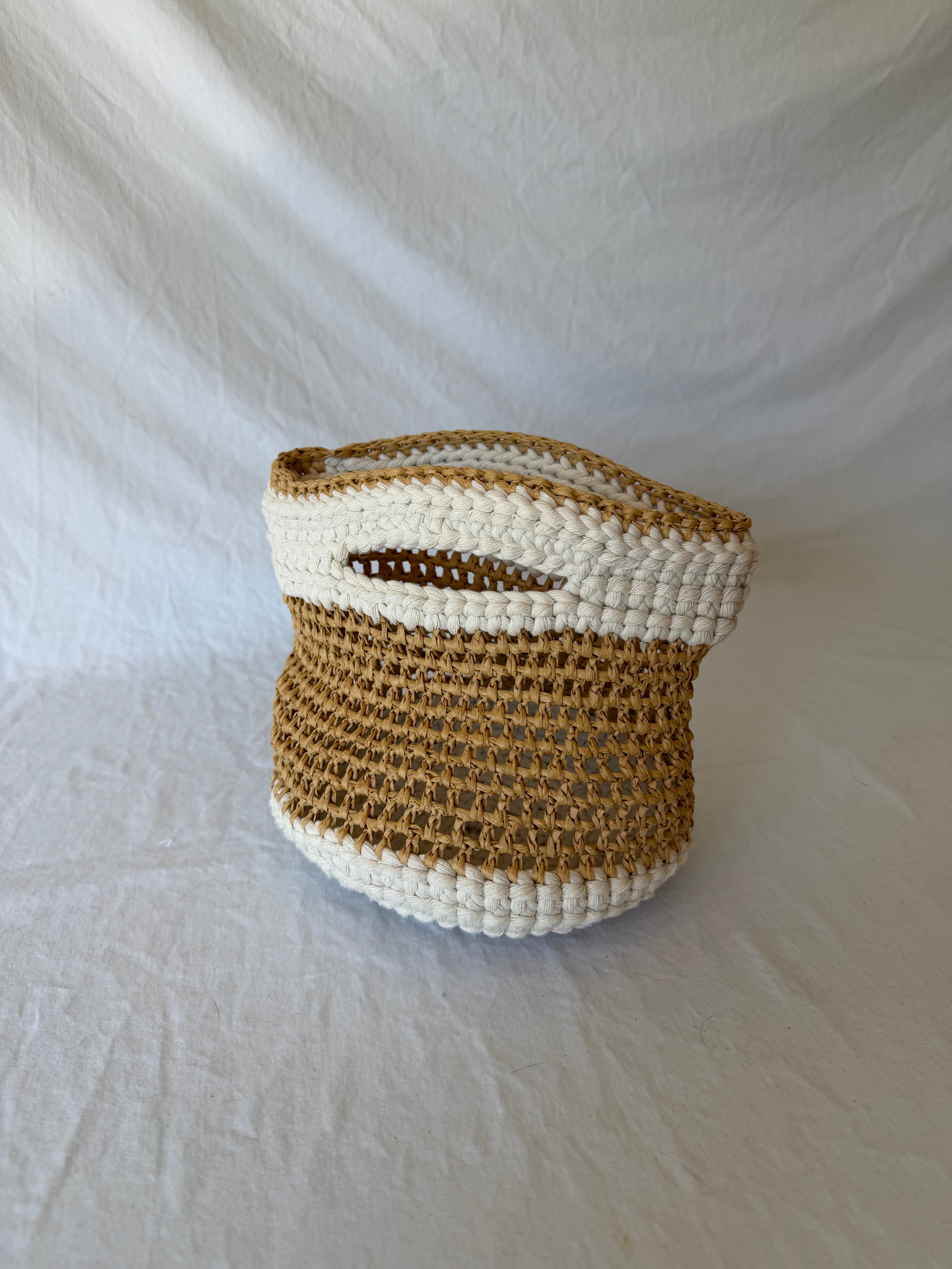 Raffia Bag in White Sand
