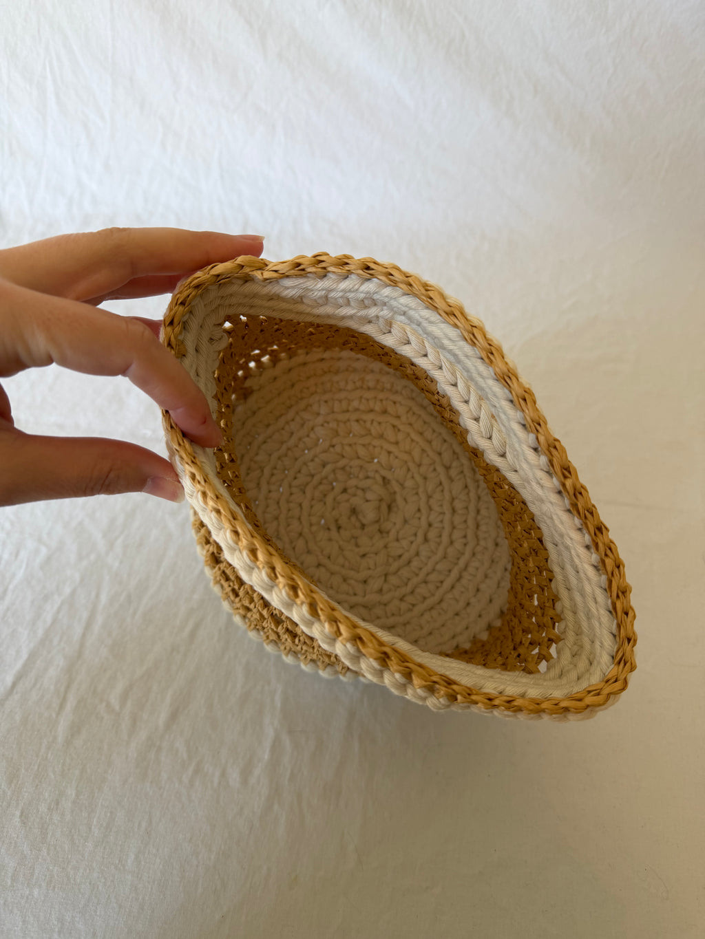 Raffia Bag in White Sand